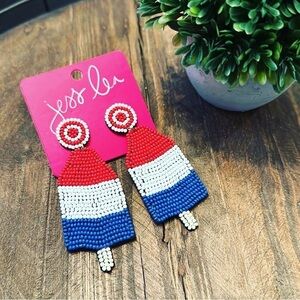 Red, White & Blue Popsicle Beaded Statement Earrings